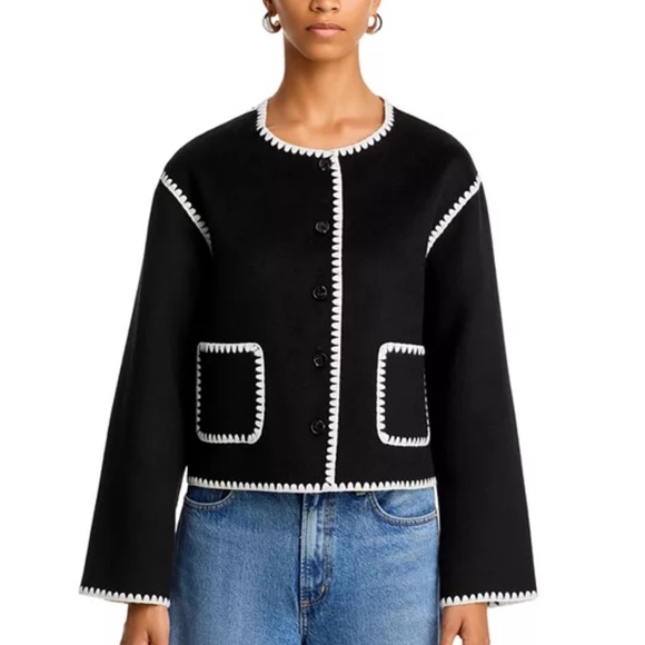 NWT Rails Melanie Jacket Wool Embroidered Overcoat Black Sz S - Picture 9 of 16